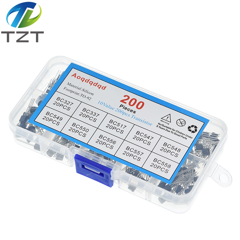 TZT 1BOX 200pcs=10 Values*20pcs Transistor kit Assort set BC327/BC337/BC517/BC547/BC548/BC549/BC550 BC556/BC557/BC558 diode pack