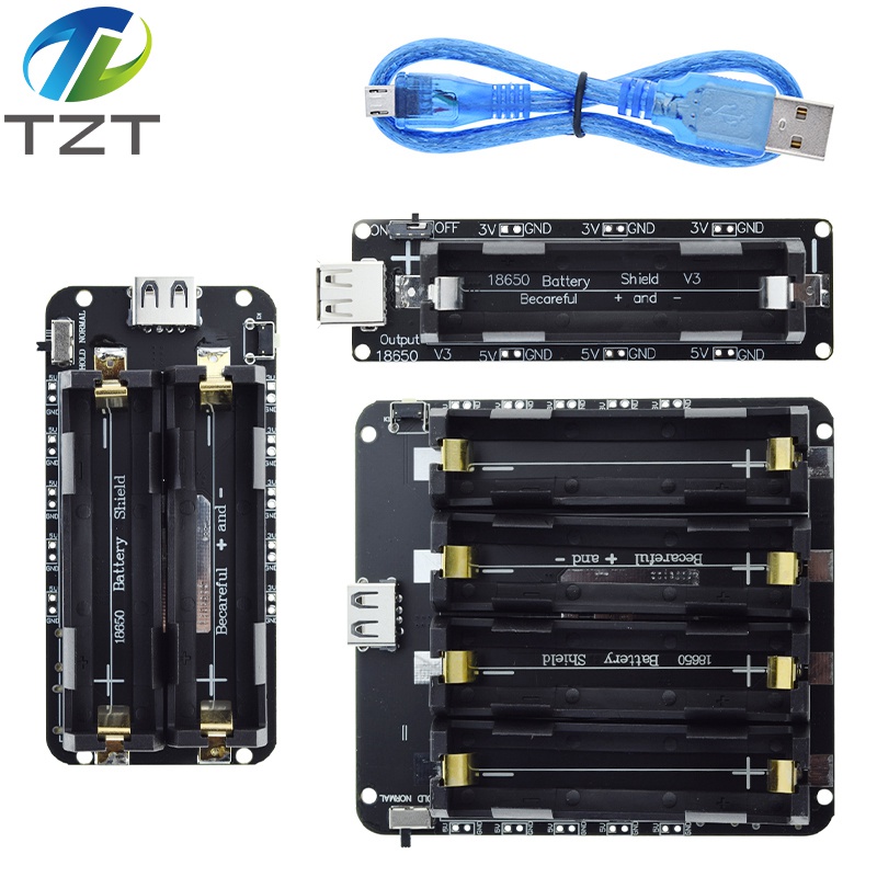TZT Two Voltage 18650 Lithium Battery Shield V8 Mobile Power Expansion Board Module 5V/3A 3V/1A Micro USB For Arduino ESP32 ESP8266