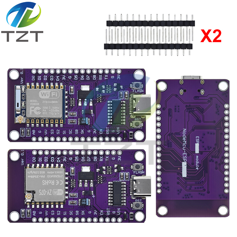 TZT 1PCS Type-c USB Nodemcu Lua ESP8266 Development Board Serial Wireless WiFi CH340 ESP-07/07S Module For Arduino