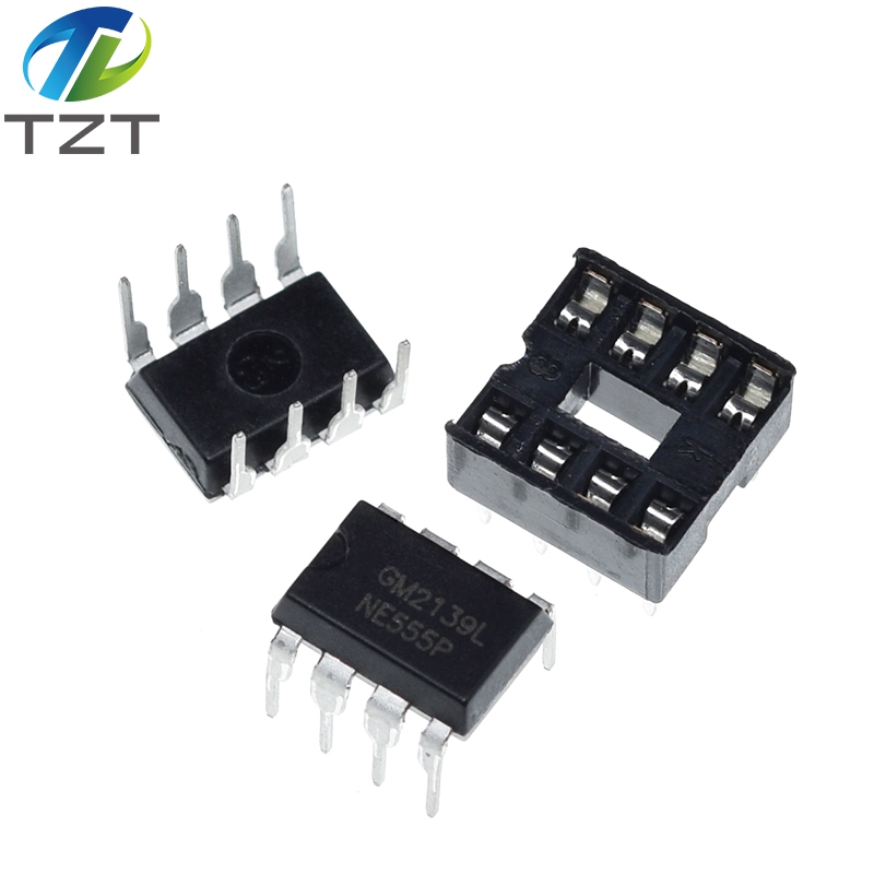 TZT 10Pcs , (5 Each) NE555 NE555P IC 555 Timer Programming Oscillator Chip & 8 Pin DIP Sockets