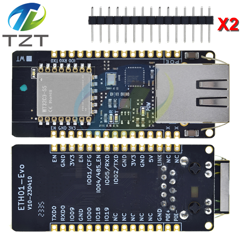 TZT ETH01-EVO Enlightenment Display ESP32-C3 module WIFI Bluetooth Ethernet 3 in 1 Internet of Things Gateway Updated WT32-ETH01