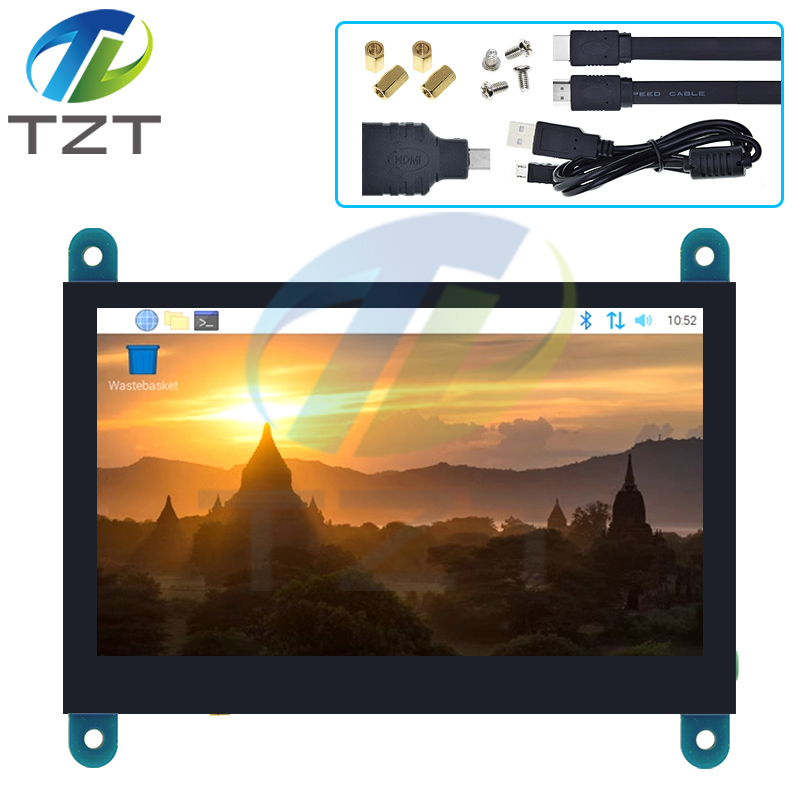 TZT 4.3 Inch USB Touch Control HDMI LCD Display Capacitive Touch Screen Panel 800*480 5 Point Touch IPS Monitor For Raspberry Pi