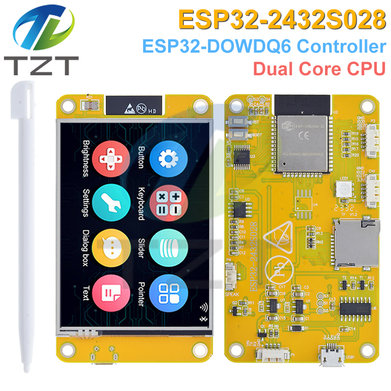TZT ESP32 LVGL WIFI&Bluetooth Development Board 2.8 inch LCD TFT Module 240*320 Smart Display Screen With Touch WROOM