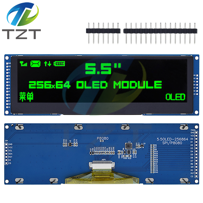 TZT 5.5 Inch OLED LCD Display Green Color 256x64 Drive SSD1322 Interface SPI/ 8-bit Parallel Port For Arduino UNO R3