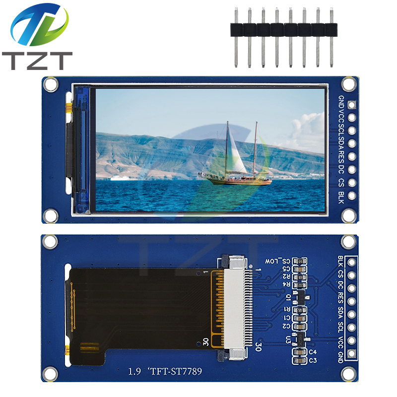 TZT 1.9 Inch IPS Full Angle TFT Display Screen LCD Screen Color Display Module SPI Serial Port High-definition 170x320 ST7789