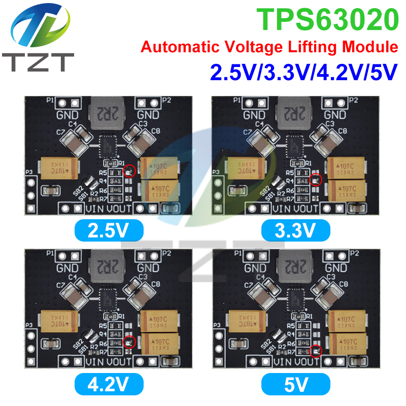 TZT TPS63020 Automatic Buck-boost Step UP /  Down Power Supply Module 2.5V 3.3V 4.2V 5V Lithium Battery Voltage Converter