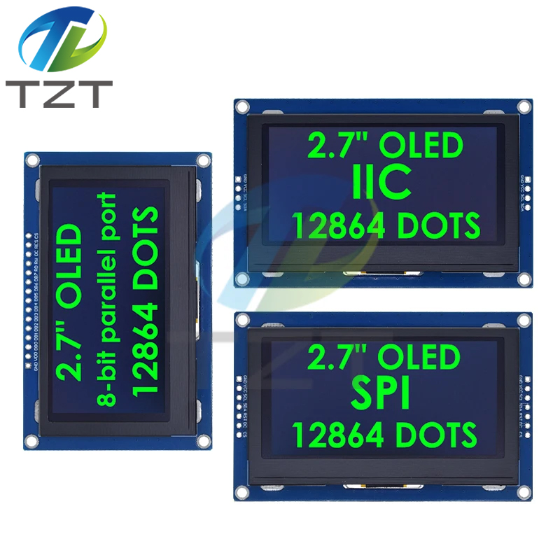 TZT 2.7 Inch OLED LCD Display 128x64 Drives SSD1327 IIC / SPI / 8-bit Parallel Port For Arduino