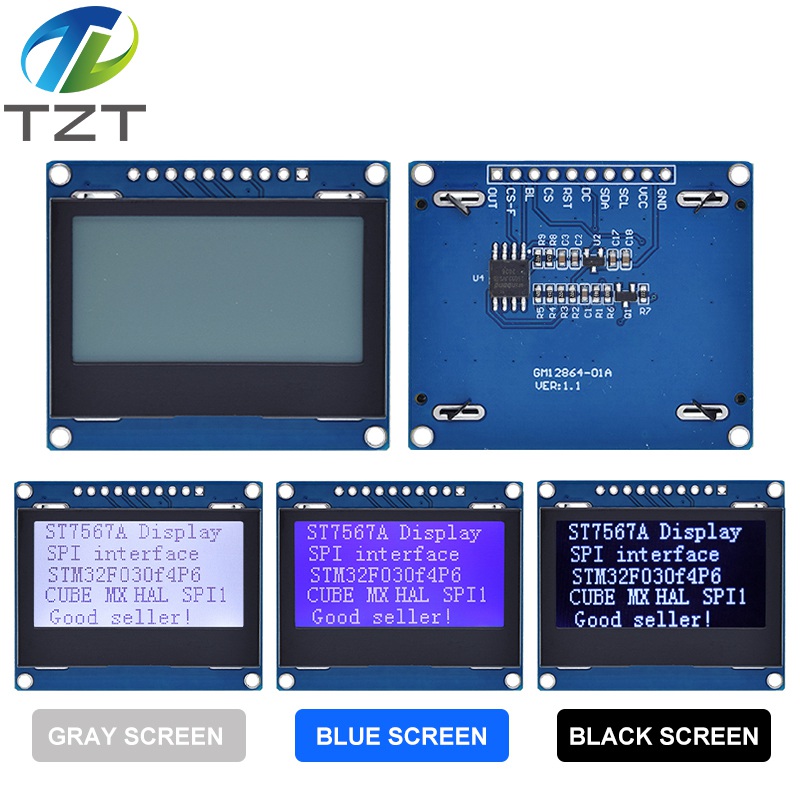 TZT 12864 SPI LCD Module 128X64 SPI ST7567A COG Graphic Display Screen Board LCM Panel 128x64 Dot Matrix Screen for Arduino