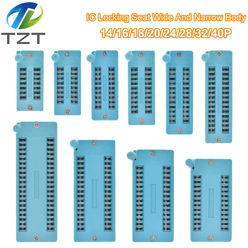 TZT 1pcs/lot 14 16 18 20 24 28 32 40 P Pin 2.54 MM Green DIP Universal ZIF IC Socket Test Solder Type IC lock seat zif socket