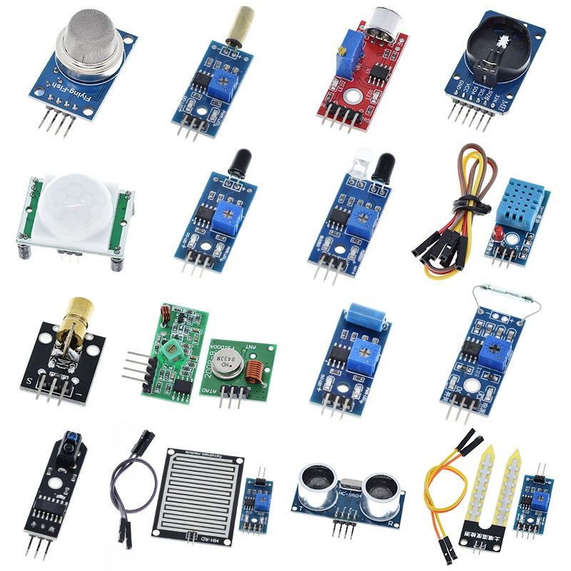 TZT 16pcs/lot Raspberry pi 2 3 the sensor module package 16 kinds of sensor for arduino kit