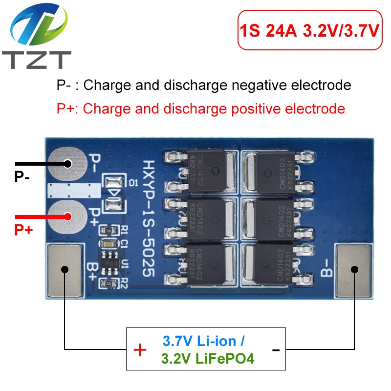 TZT 1S 3.2V 3.7V 24A LiFePO4 Li-ion Lithium Battery  Protection Board BMS PCB PCM Cell Pack Overcharge Over-discharge Protect