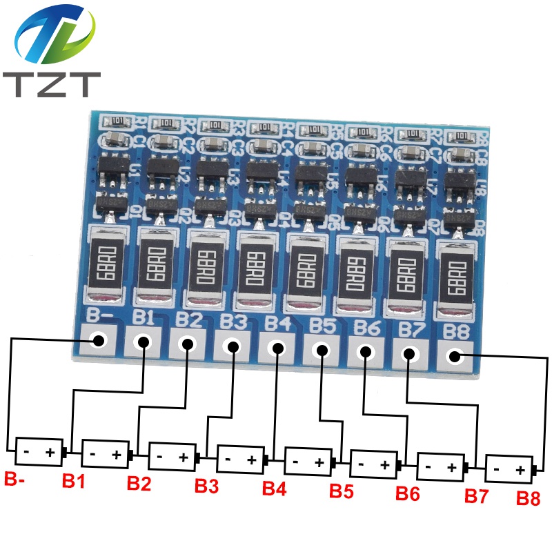 TZT  8S 4.2v li-ion balancer board 18650 li-ion balncing full charge battery balance board