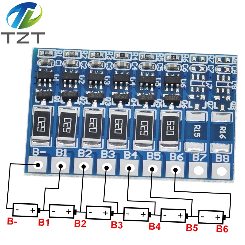 TZT 6S 4.2v li-ion balancer board 18650 li-ion balncing full charge battery balance board