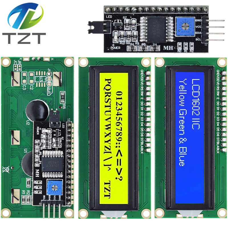 LCD1602 1602 LCD Module Blue / Yellow Green Screen 16x2 Character LCD Display PCF8574T PCF8574 IIC I2C Interface 5V for arduino