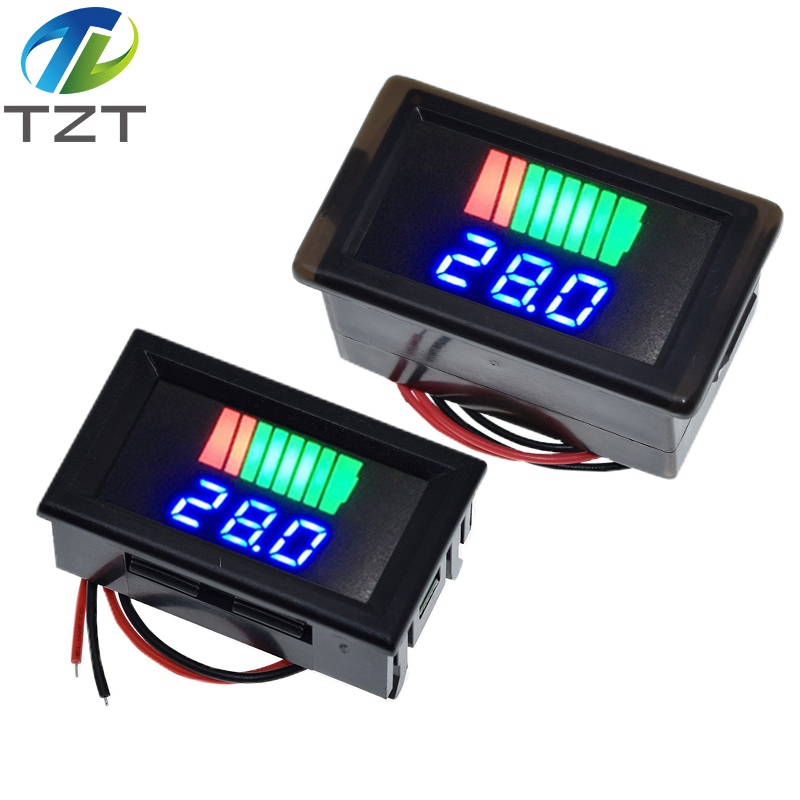 Car Battery Charge Level Indicator 12V-60V Lithium Battery Capacity Meter Tester Blue Display LED Tester Voltmeter Waterproof