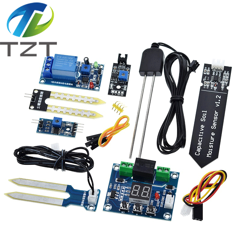 TZT Capacitive Soil Moisture Sensor Module / Soil Humidity Digital Display Relay Control Module Automatic Watering For Arduino