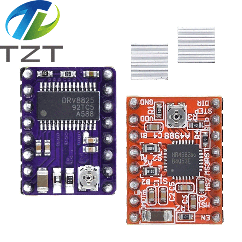 TZT 3D Printer Parts StepStick A4988 DRV8825 Stepper Motor Driver With Heat sink Carrier Reprap RAMPS 1.4