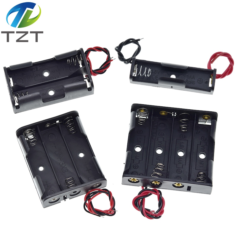 TZT AA Size 5 Battery Storage Box Case Holder Leads With 1 2 3 4 Slots Container Bag DIY Standard Batteries Charging