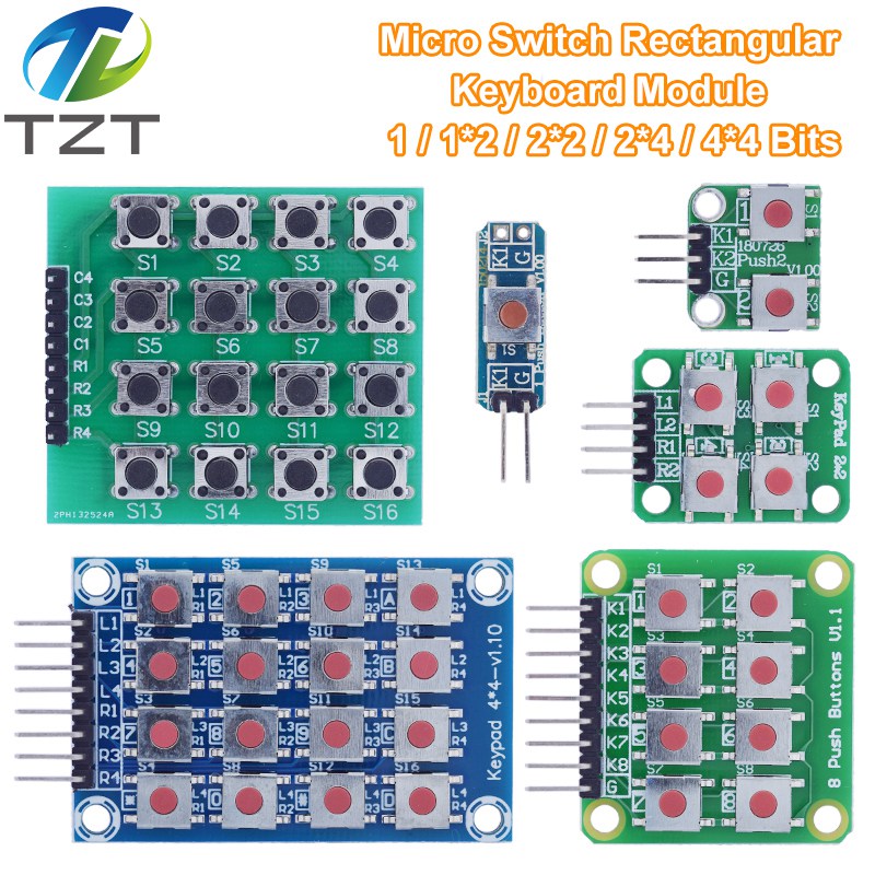 Micro Switch 1*2/2*2/2*4/4*4 Matrix Keyboard 8-bit Button Independent Button MCU External Expansion Keyboard Module For Arduino