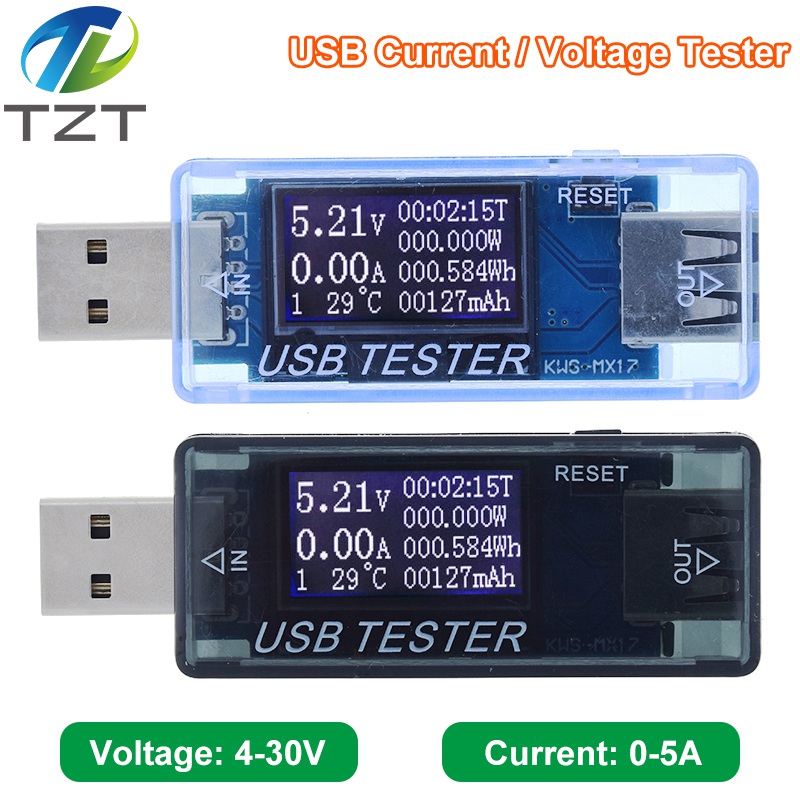 TZT KWS-MX17 8 IN 1 4-30V USB Voltmeter Ammeter Electrical Energy Power Supply Capacity Voltage Current Meter USB Tester Monitor