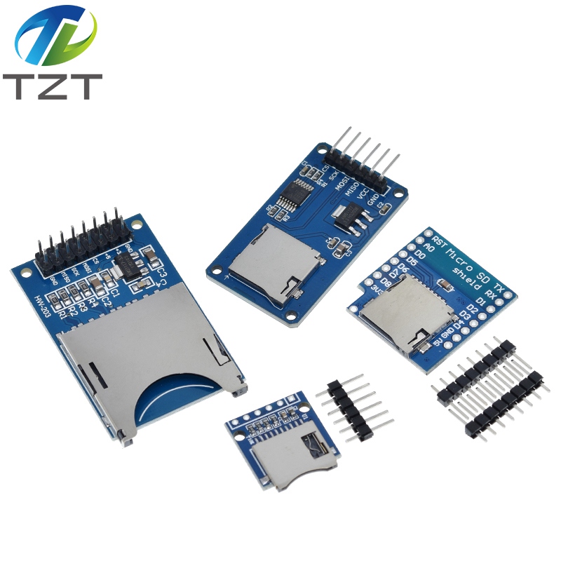 TZT Micro SD Storage Expansion Board D1 Mini TF Card Module Mini Micro SD TF Card Memory Shield Module With Pins for Arduino