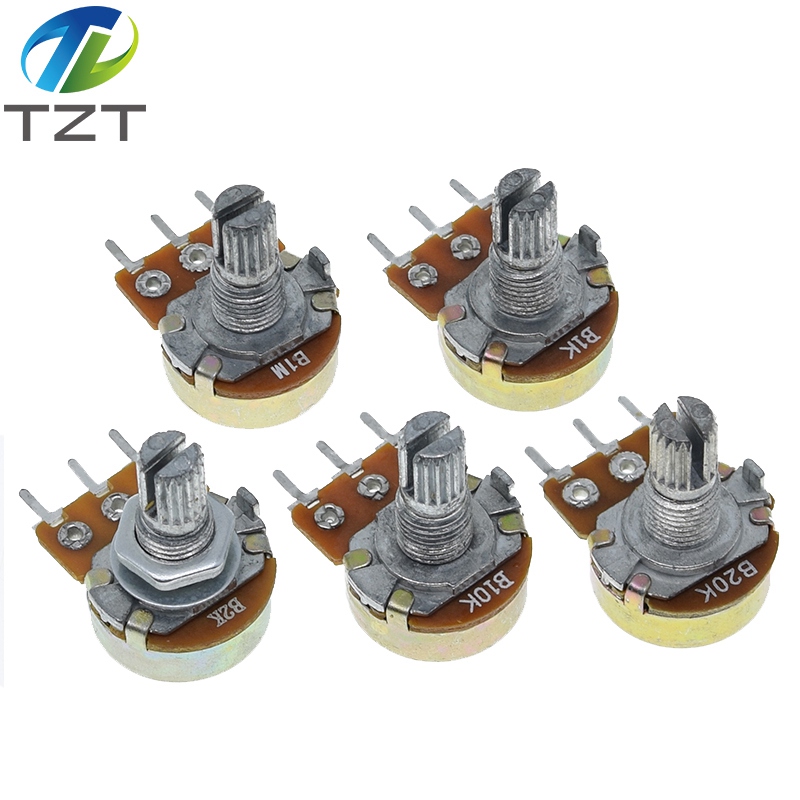 TZT Potentiometer Resistor 1K 2K 5K 10K 20K 50K 100K 500K 1M Ohm WH148 Linear Potentiometer 2M 15mm 3pins With Nuts And Washer