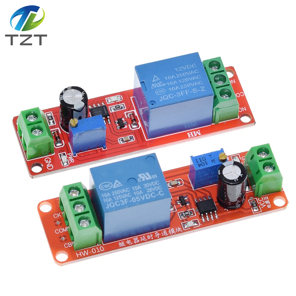 TZT NE555 Timer Switch Adjustable Module Time delay relay Module DC 5V / 12V Delay relay shield 0~10S for arduino