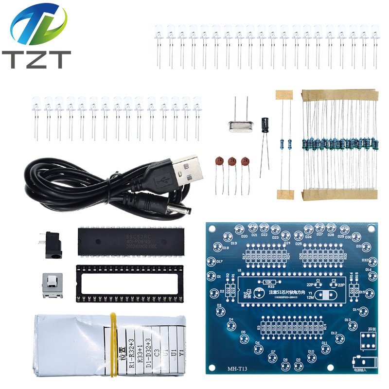 TZT DIY Electronic Kit Heart Shape Colorful Glare LED RGB Module Love Water Light STC89C52 51 Single Chip Microcomputer For Arduino