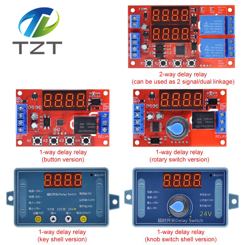 TZT DC 5V 12V 24V 10A Adjustable Time Delay Relay Module 32 Modes LED Digital Timming Trigger Timer Control Switch Pulse Cycle