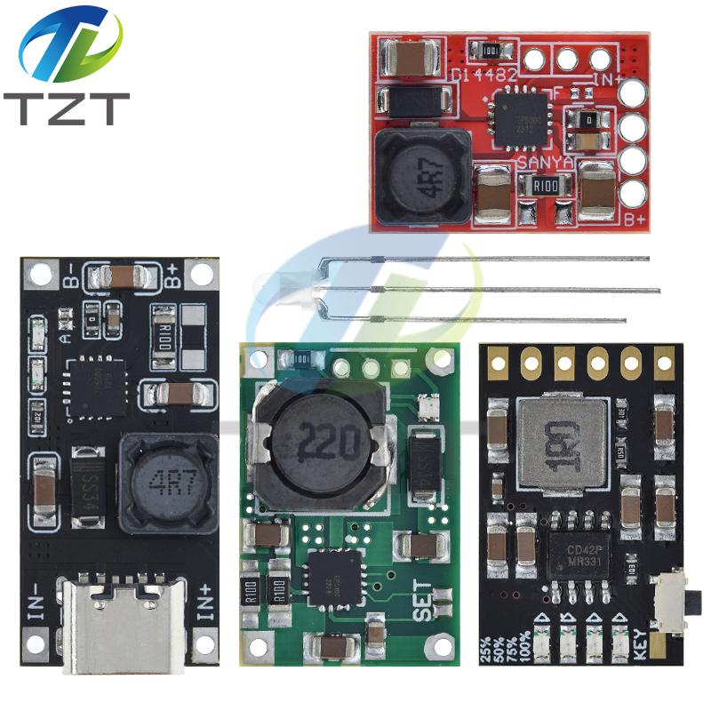 TZT DC 5V 1A 2.1A Mobile Power Diy Board 4.2V Charge/Discharge(boost)/Battery Protection/Indicator Module Single and Double lithium