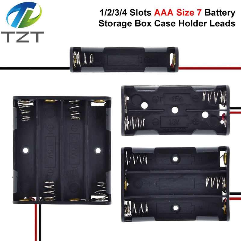 TZT AAA Size 7 Battery Storage Box Case Holder Leads With 1 2 3 4 Slots Container Bag DIY Standard Batteries Charging