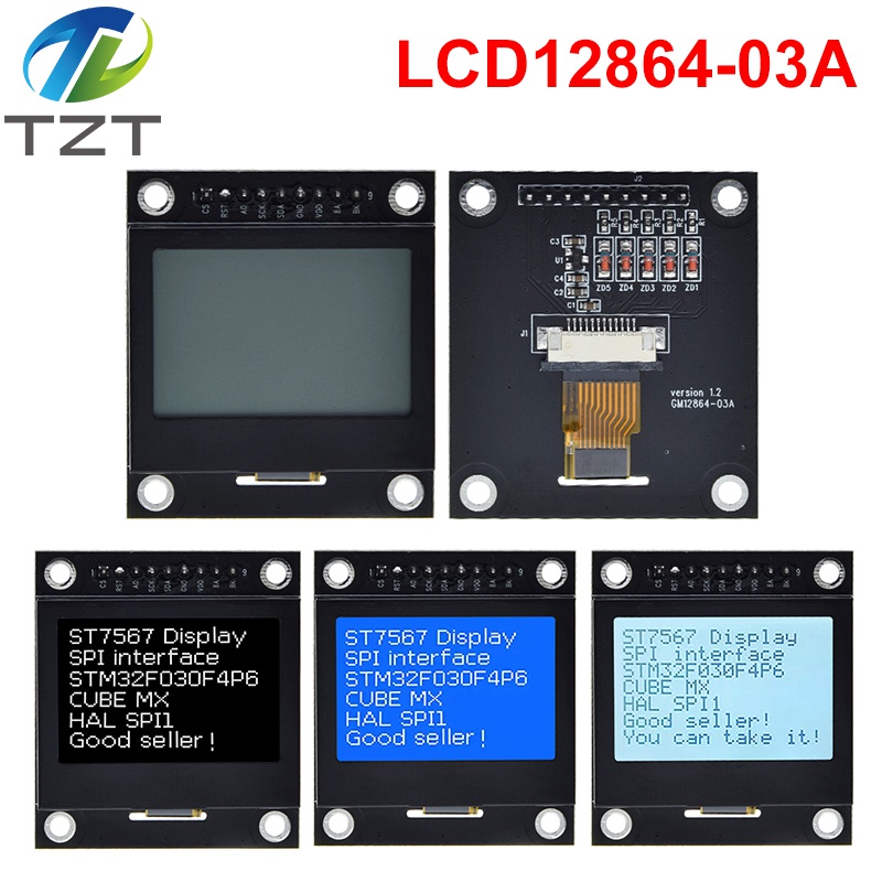 TZT 12864 LCD Screen Lcd12864-03A Module Serial Port 12864 Dot Matrix SPI With Iron Frame 12864 Mmodule For Arduino