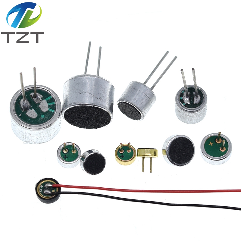 TZT 10 PCS/LOT 9x7mm 9767 6x5mm 6050 6x2.2mm 6022 4.5x2.2mm 4522 4x1.5mm 4015 Microphone Electret Microphone with 2 pin pick-up