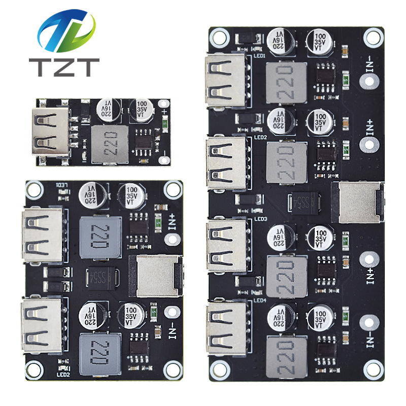 TZT USB QC3.0 QC2.0 USB DC-DC Buck Converter Charging Step Down Module 6-32V 9V 12V 24V to Fast Quick Charger Circuit Board 5V