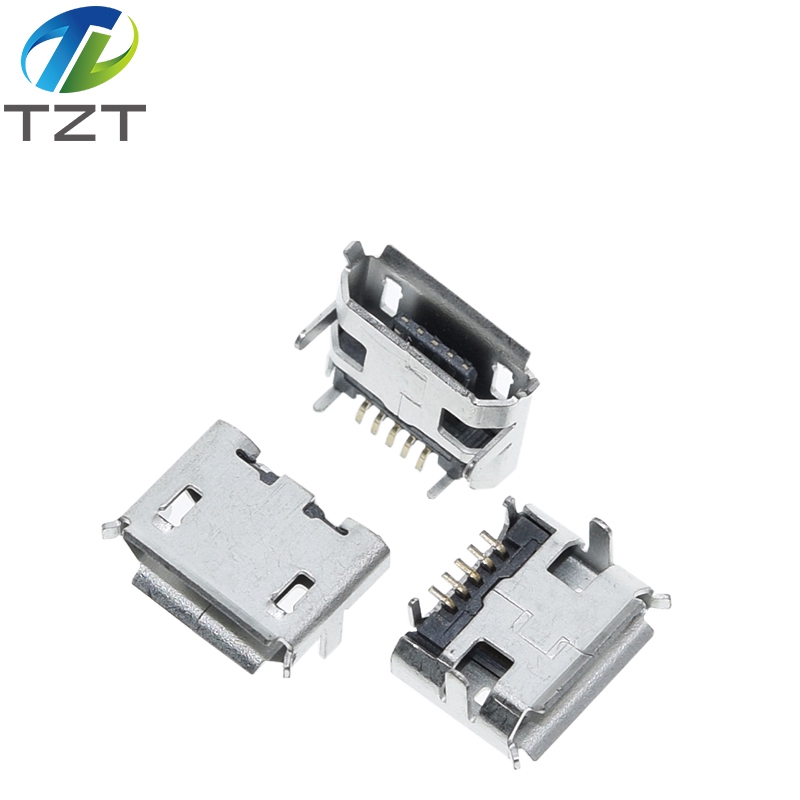 TZT Micro USB 5pin no side Ox horn female usb socket Flat mouth four legs socket mini usb connector