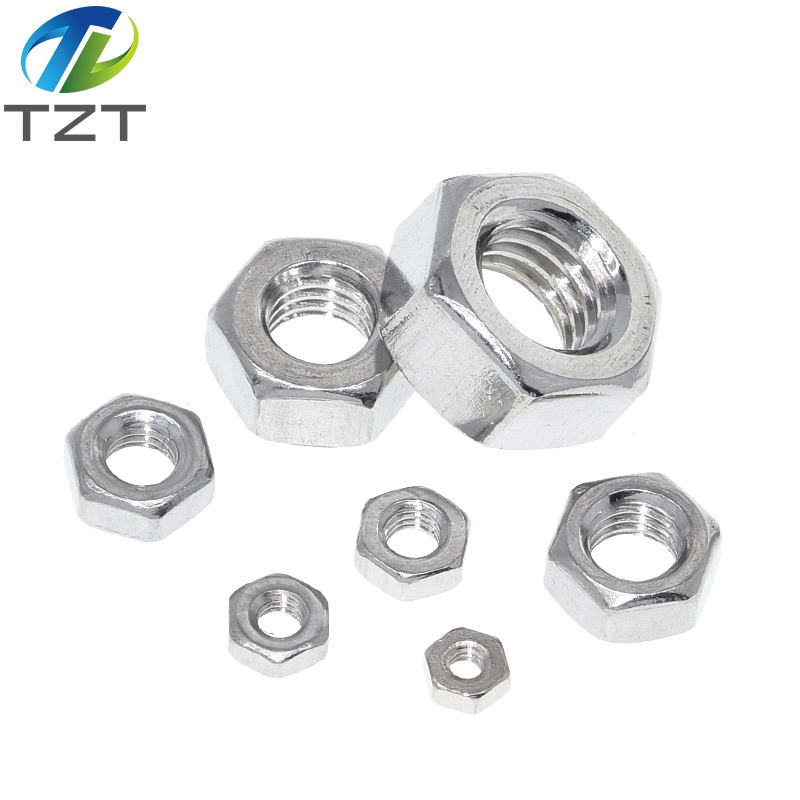 TZT Metric thread DIN934 M2 M2.5 M3 M4 M5 M6 M8 304 Stainless Steel Hex Nuts