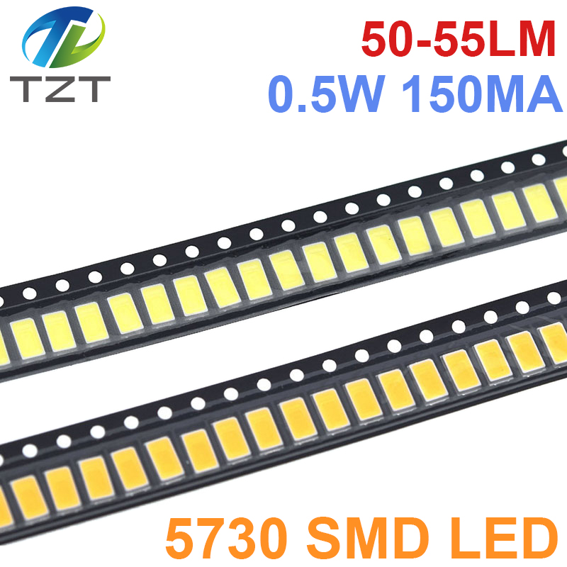 TZT  5630/5730-CW/WW 0.5W-150Ma 50-55lm 6500K White Light SMD 5730 5630 LED 5730 diodes (3.2~3.4V)