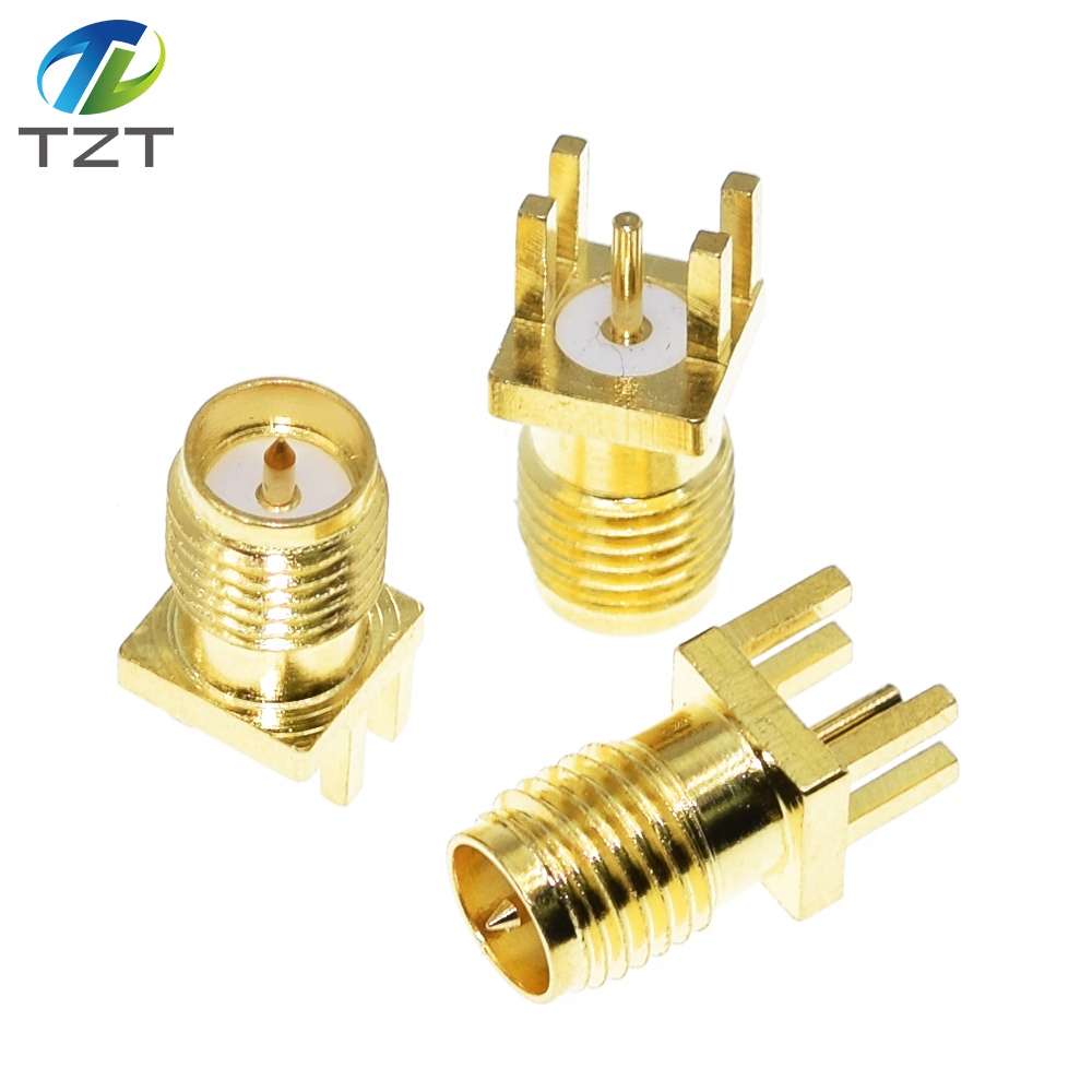 TZT 1.6mm SMA Female / Male Jack Solder Nut Edge PCB Clip Straight Mount Gold Plated RF Connector Receptacle Solder