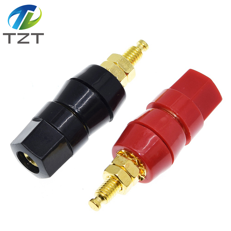 TZT 1pair(black+red) Terminals Red Black Connector Amplifier Terminal Binding Post Banana Speaker Plug Jack Adapter Socket