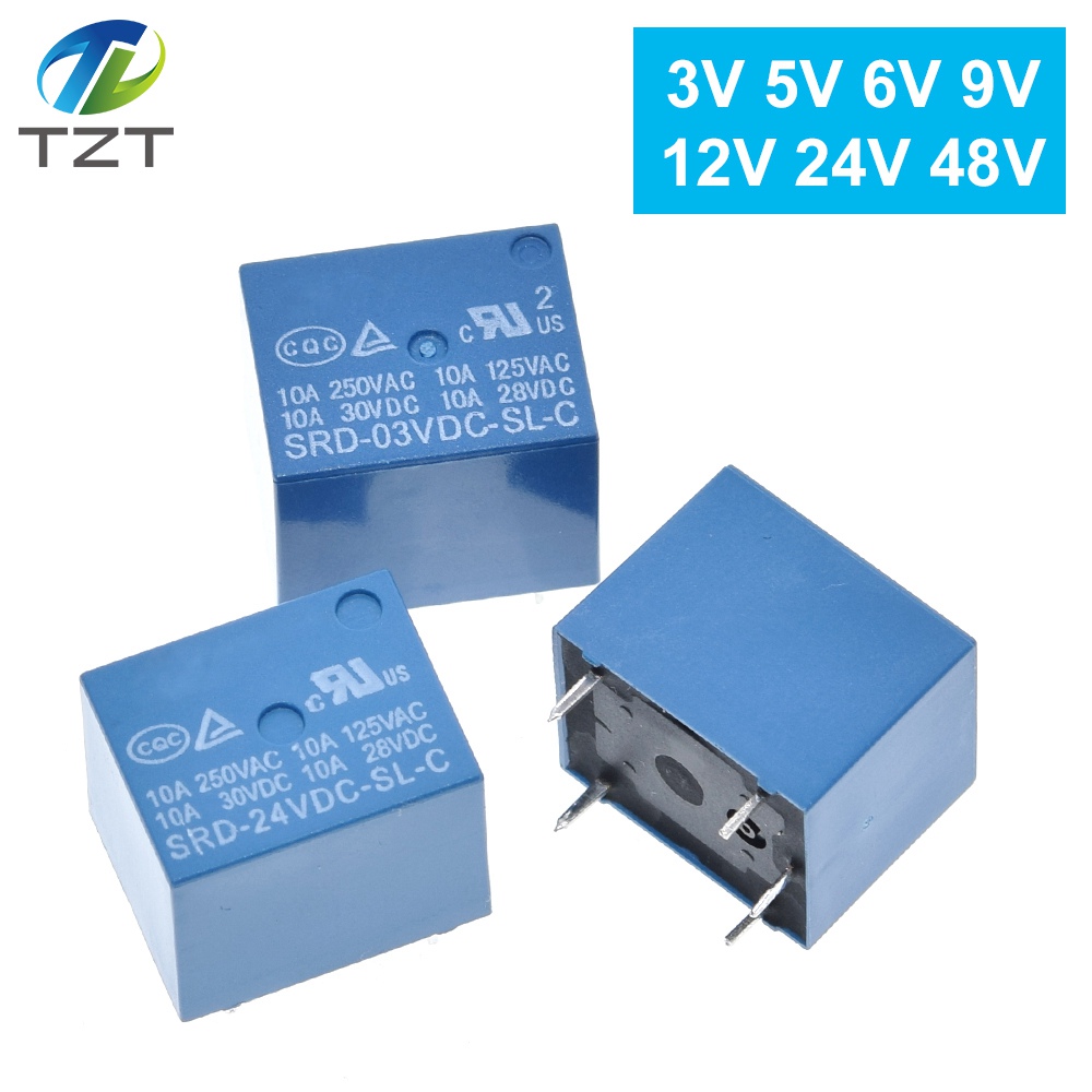 TZT Relays SRD-03VDC-SL-C SRD-05VDC-SL-C SRD-06VDC-SL-C SRD-09VDC-SL-C SRD-12VDC-SL-C 3V 5V 6V 9V 12V 24V 48V 10A 250VAC 5PIN