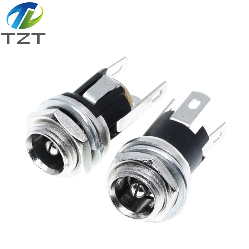 TZT 5.5mm x 2.1mm 5.5x2.1 DC Power Supply Plug Connector + Female Metal Panel Mount Socket Jack Plug DC Connectors Terminal Adapte