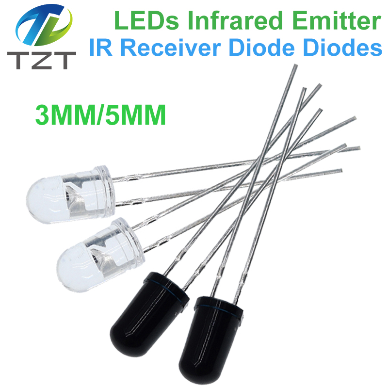 TZT 10pairs 3mm 5mm 940nm LEDs Infrared Emitter and IR Receiver Diode  Diodes 301A for arduino