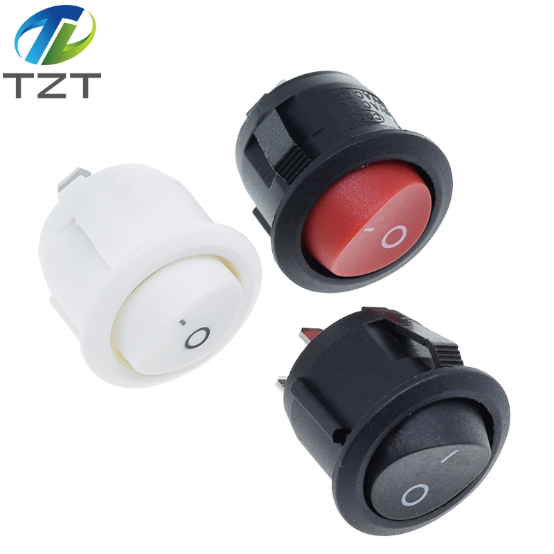 TZT 20MM ON-OFF Round Rocker Toggle Switch 6A/250VAC 10A 125VAC Plastic Push Button Switch KCD1-105 Red Black White