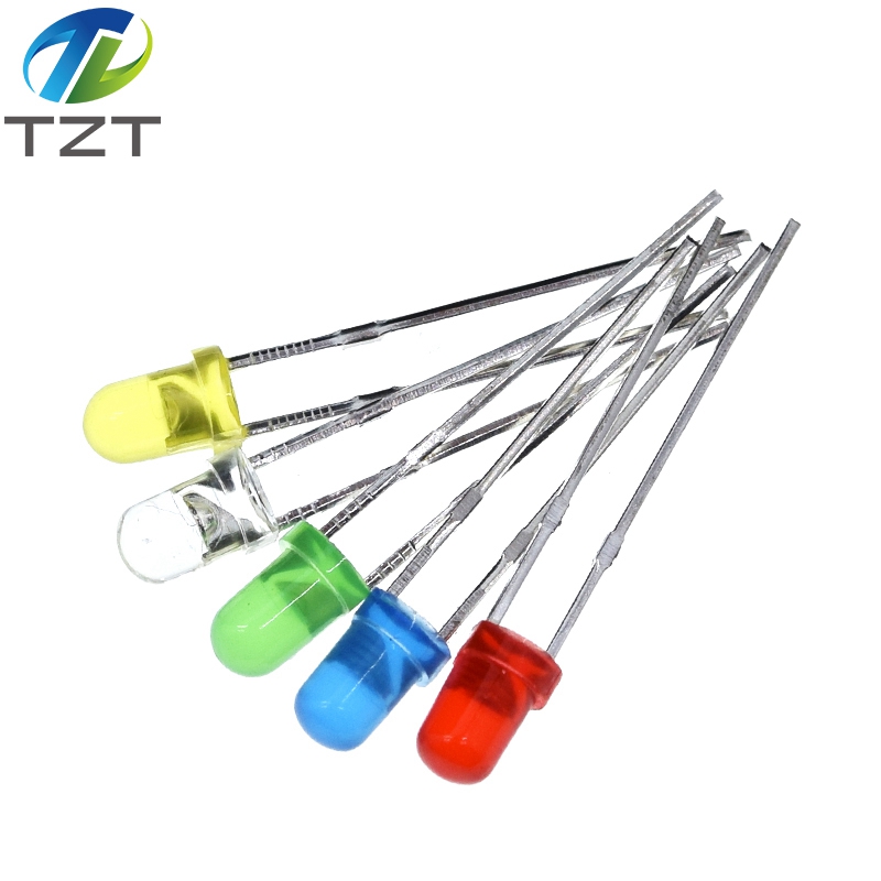 5Colors*20PCS=100PCS / 1Color=100pcs F3 3mm LED Diode Light Assorted Kit Green Blue White Yellow Red COMPONENT DIY kit