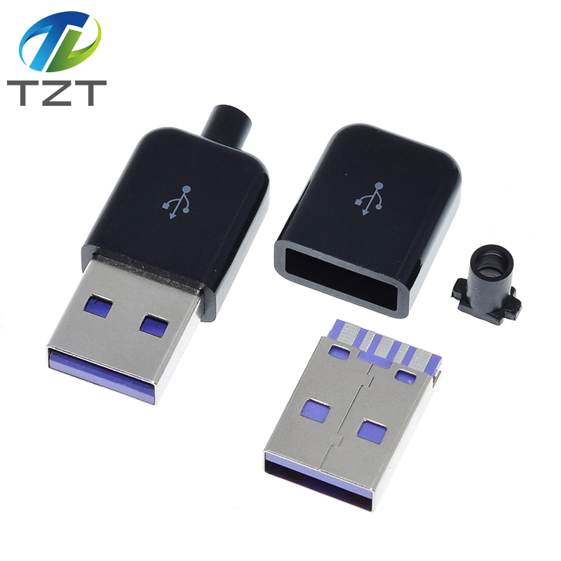TZT 65W 5A PD Fast Charge Type-C USB Male Connector Welding With 5Pin PCB + Type A Male 5Pin USB DIY OTG Data Charge Cable Accessori