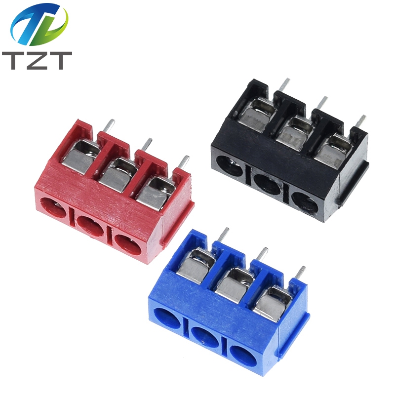 TZT  KF301- 3P screw 5.0mm terminal block 3 Pin Spliceable pcb terminal block Connector Black Red And Blue