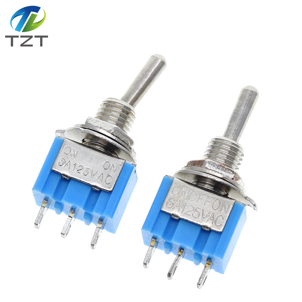 TZT DIY Toggle Switch ON-OFF-ON / ON-OFF 3Pin 3 Position Latching MTS-103 MTS-102 AC 125V/6A 250V/3A Power Button Switch Car
