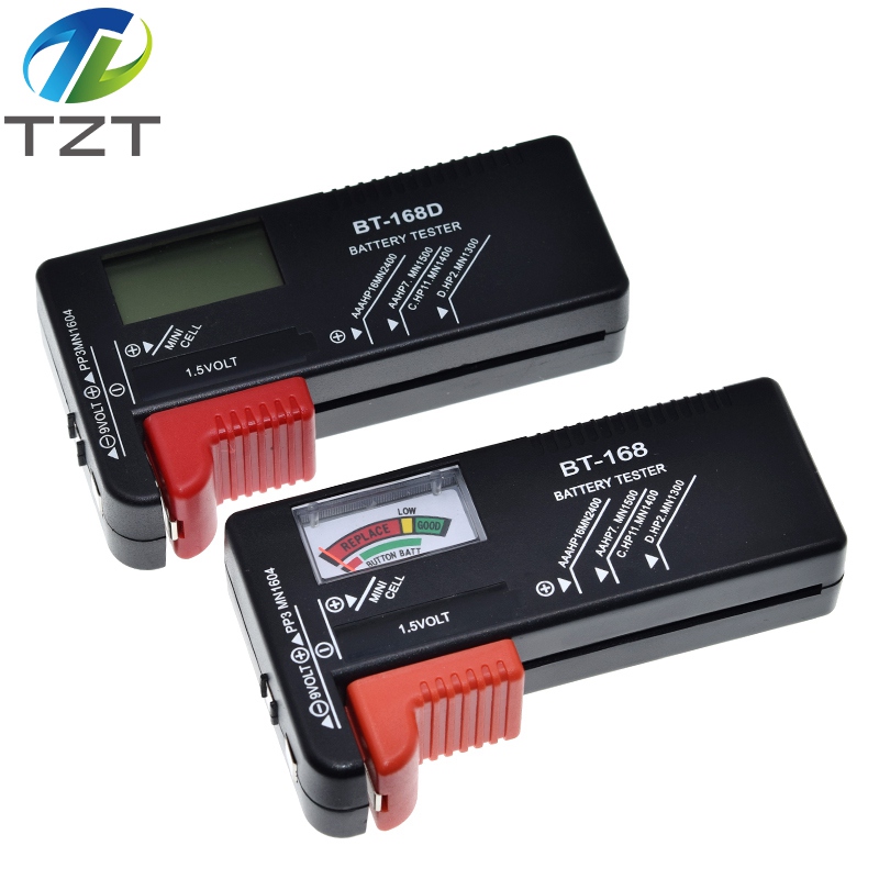 BT168 Portable Universal TZT Digital / Pointer Battery Tester Volt Checker For AA AAA 9V Button Multiple Size Battery Tester Checker