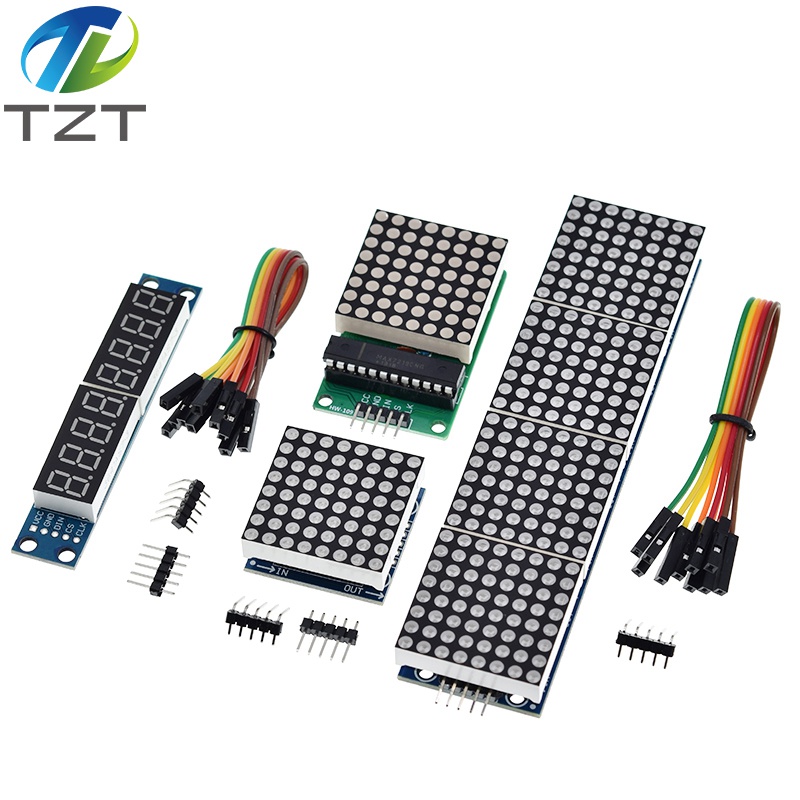 TZT MAX7219 Dot Matrix Module Microcontroller Module Control Module Display Module 4 In One Display With 5P Line For Arduino
