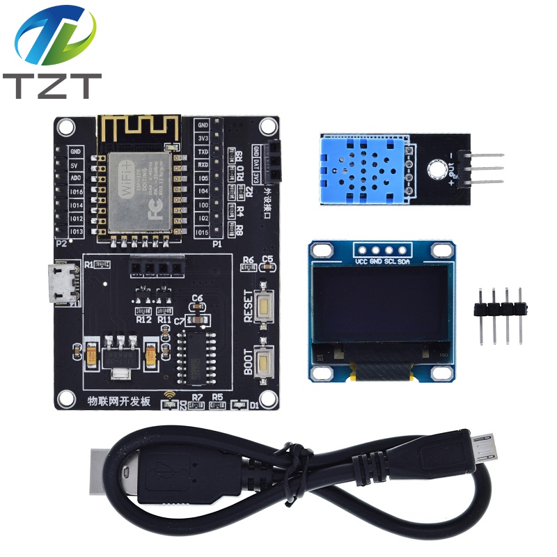 TZT ESP8266 Weather Station DIY Kit IOT Starter Kits for Arduino with 0.96 OLED Display D1 MINI Wireless WIFI Bluetooth Module